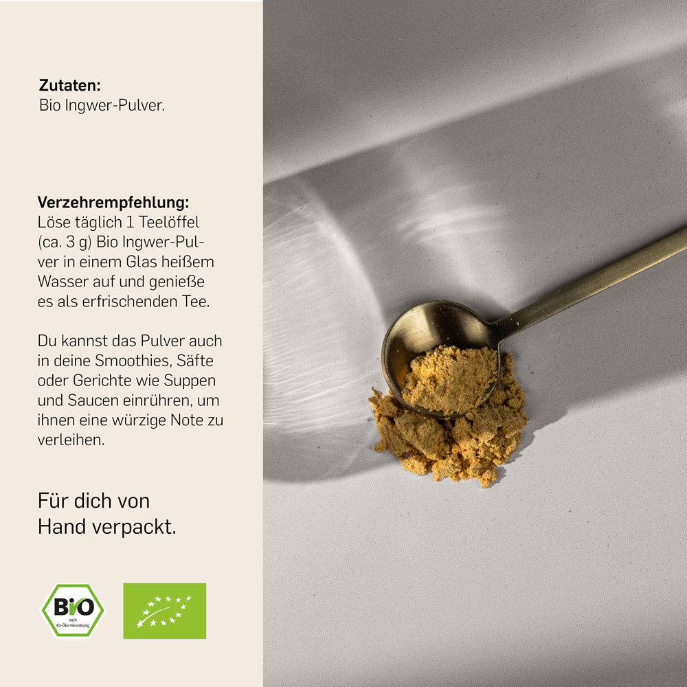 Kurkraft Bio Ingwer Pulver Anwendung – Tee, Goldene Milch, Curry, Smoothie, Ingwer Shot