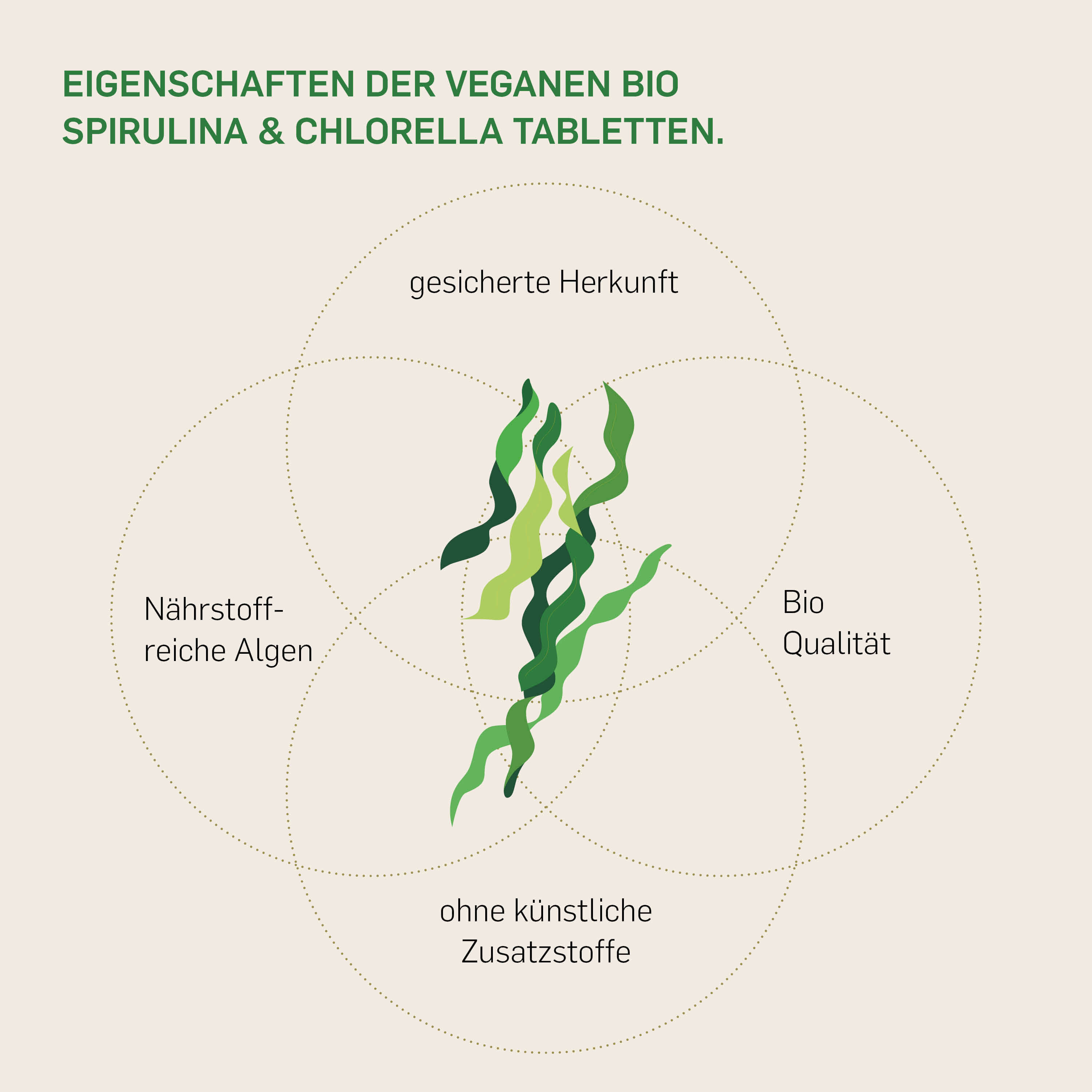 Eigenschaften Kurkraft Bio Spirulina Chlorella – 3000 mg je Alge, Bio-Qualität, ohne Bindemittel