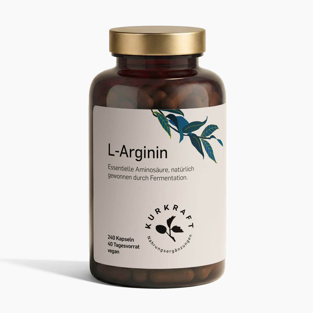 L - ARGININ - Kurkraft - L - Arginin Kapseln – Frontansicht der Verpackung von Kurkraft