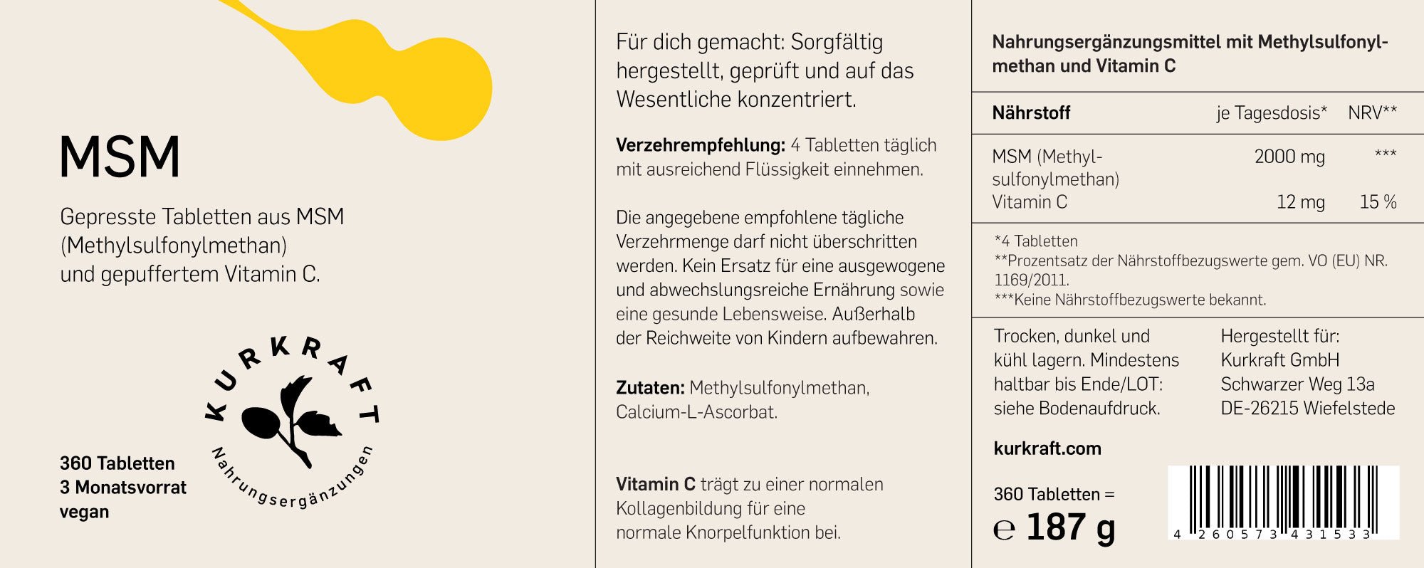 MSM + VITAMIN C - Kurkraft - MSM + VITAMIN C