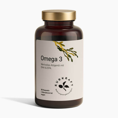 Kurkraft Omega 3 Algenöl Kapseln 90 Stück – vegan mit 450 mg DHA und 225 mg EPA pro Tagesdosis