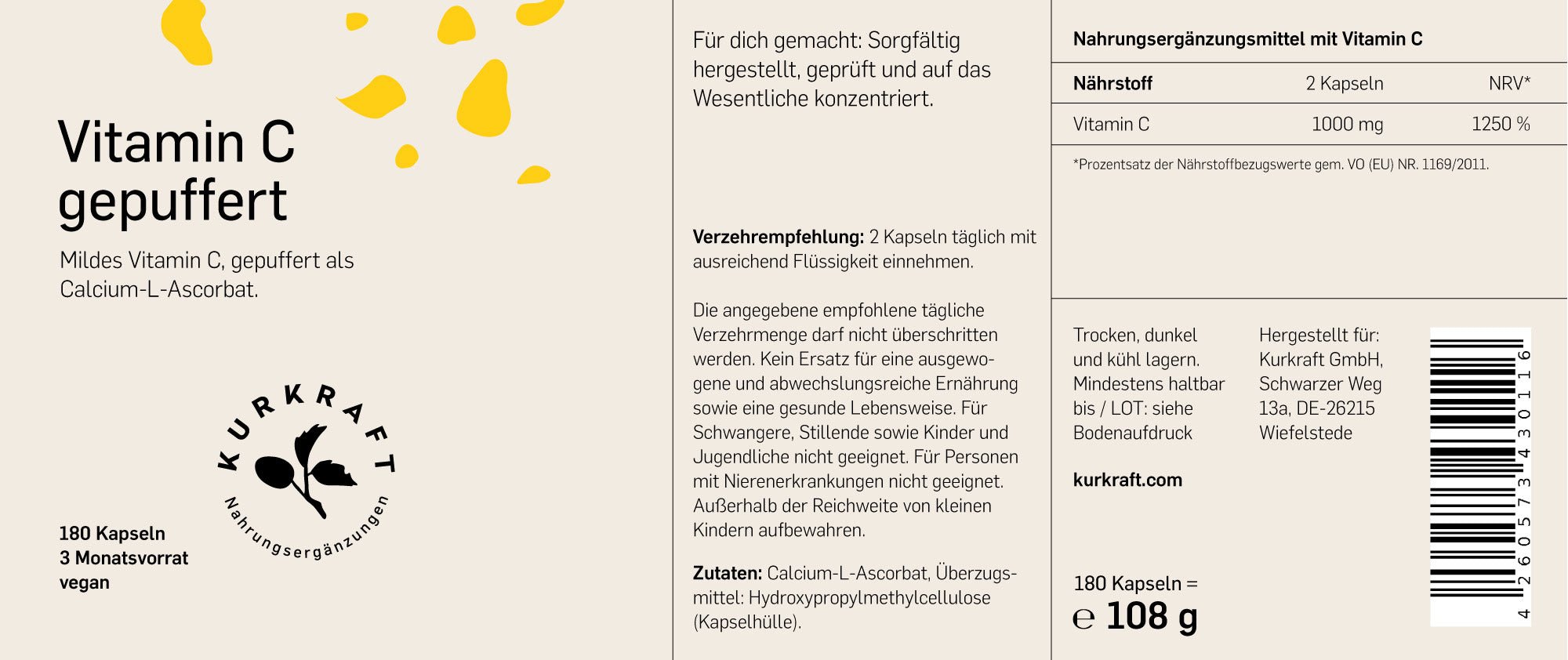 VITAMIN C GEPUFFERT - Kurkraft - VITAMIN C GEPUFFERT
