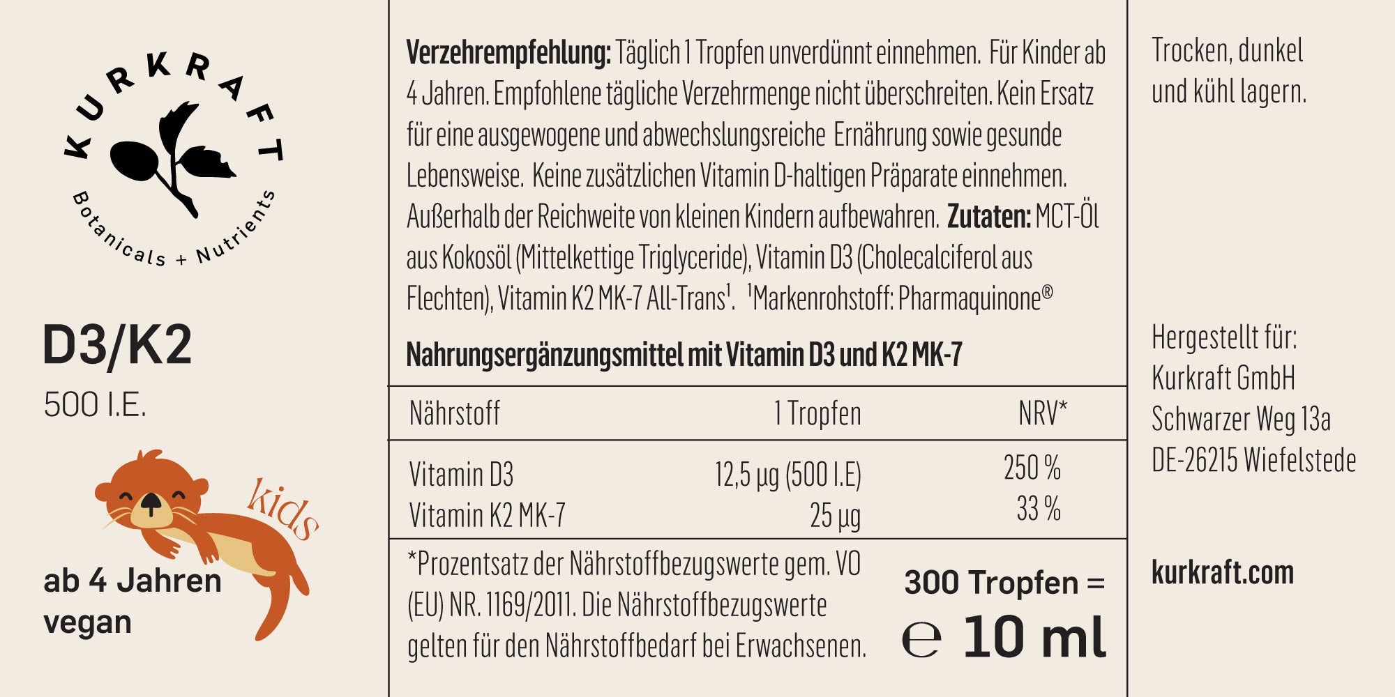 VITAMIN D3+K2 KIDS VEGAN - Kurkraft - VITAMIN D3+K2 KIDS VEGAN