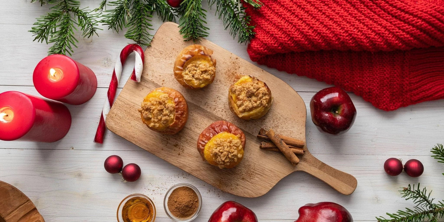 Rezept für veganen Bratapfel mit Käsekuchenfüllung. - Kurkraft