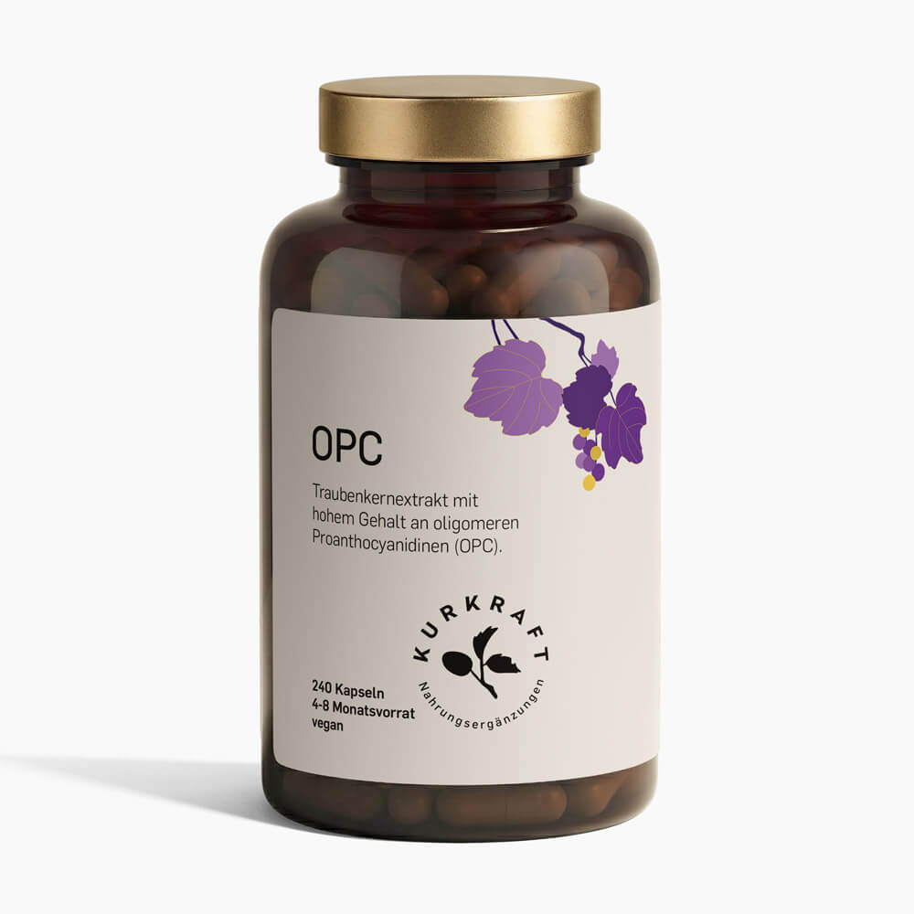 Kurkraft OPC Traubenkernextrakt Kapseln 240 Stück – 550 mg Extrakt mit 70% OPC aus Frankreich, vegan