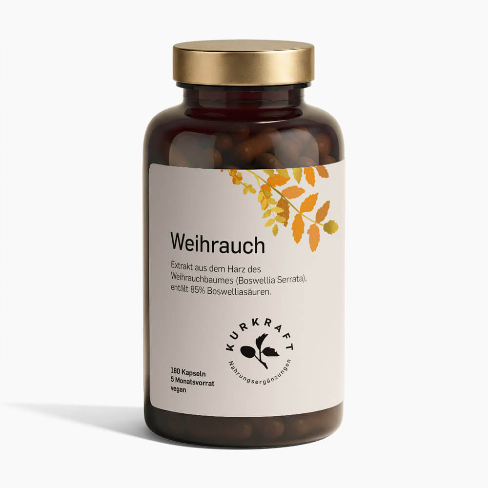 Kurkraft Weihrauch Kapseln 180 Stück – Boswellia Serrata Extrakt mit 85% Boswelliasäuren, vegan